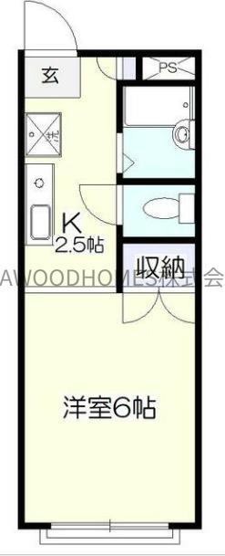プライムレーベル寺前II(ワンルーム/1階)の間取り写真