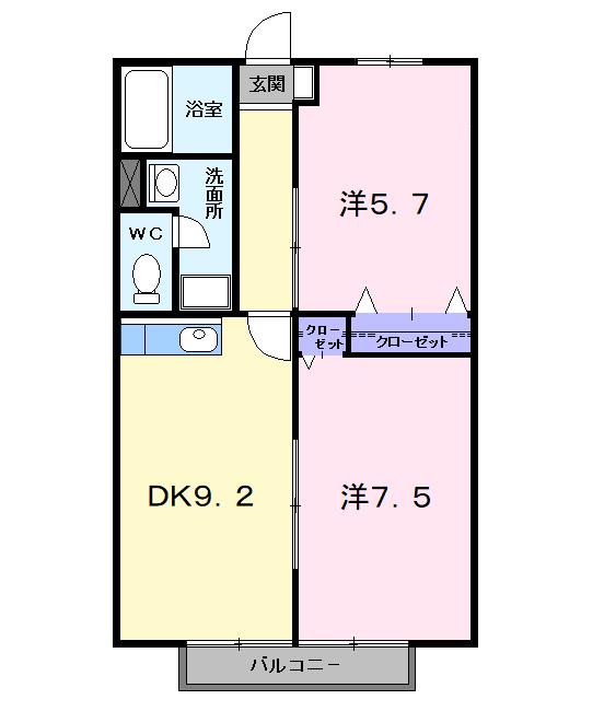 NEW CITY森本II(2DK/2階)の間取り写真