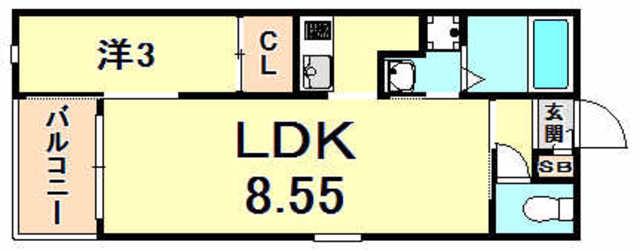 REGALEST西宮北口(1LDK/3階)の間取り写真