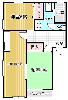 ヴィレッジ・みつ葉(2LDK/2階)の間取り写真