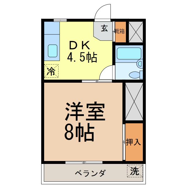 塩井マンション(1DK/2階)の間取り写真