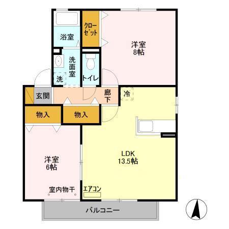 ブランドール(2LDK/2階)の間取り写真