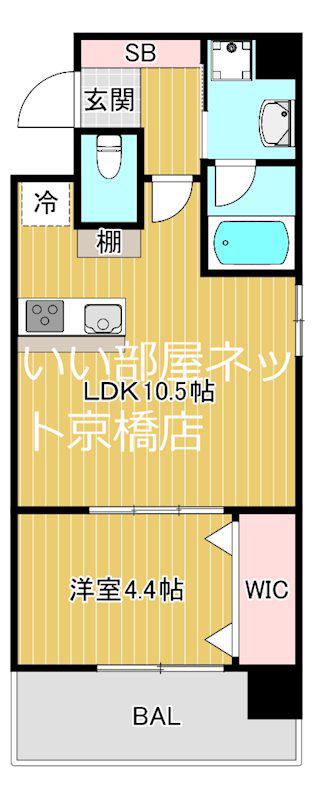 アプリーレ大阪城北(1LDK/7階)の間取り写真