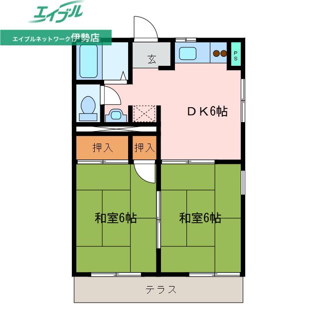 ラフォーレ(2DK/1階)の間取り写真