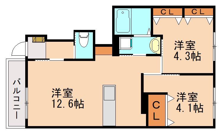 原町2丁目アパート(2LDK/1階)の間取り写真