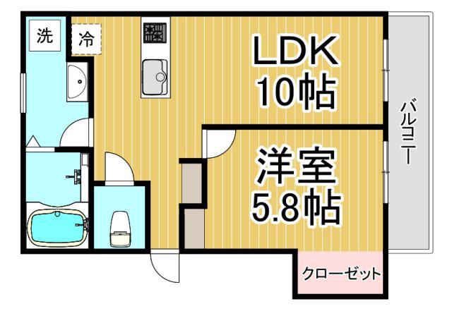 ハイツ77(1LDK/1階)の間取り写真
