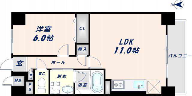 アルシオネ(1LDK/6階)の間取り写真