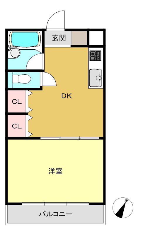 日吉第7コーポG棟(1DK/5階)の間取り写真