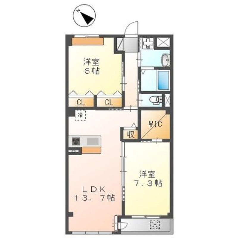 GREEN MAISON (2LDK/2階)の間取り写真