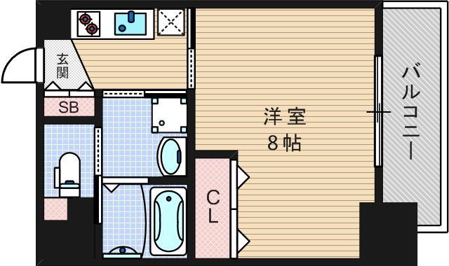 プランドール江戸堀レジデンス(1K/4階)の間取り写真