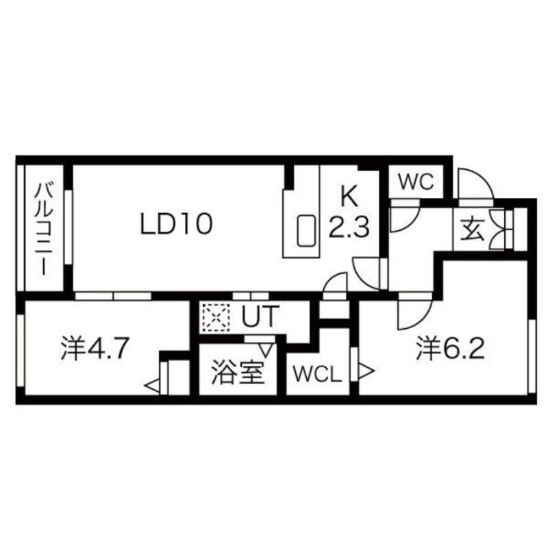 グランツ山鼻169(2LDK/4階)の間取り写真