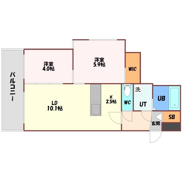 エアフォルク新さっぽろ(2LDK/2階)の間取り写真