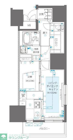 ZOOM信濃町(1LDK/2階)の間取り写真