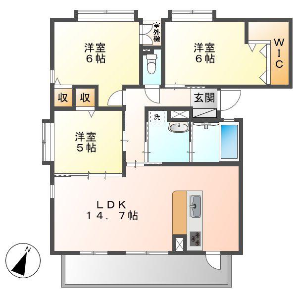 ビバリースクエア老松(3LDK/4階)の間取り写真