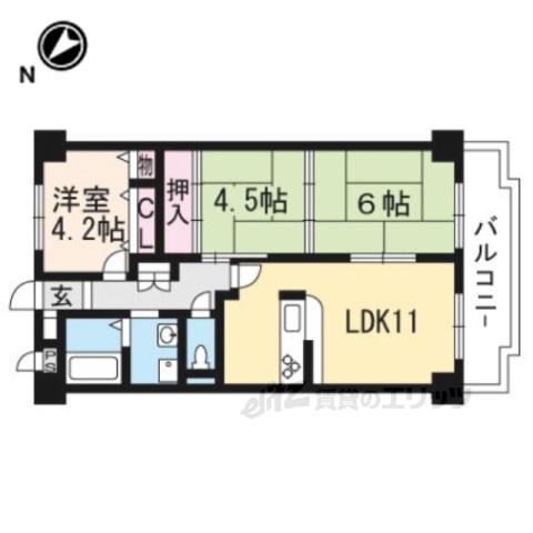 アミティエ近江八幡(3LDK/4階)の間取り写真