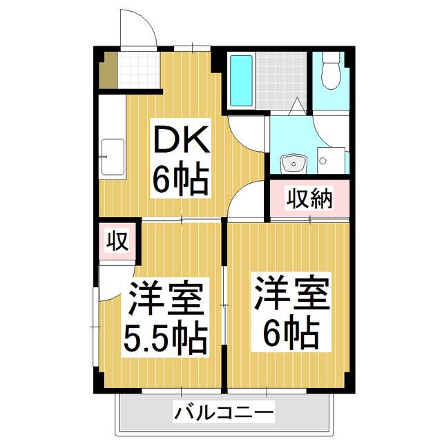 アメニティあずみ野A(2DK/1階)の間取り写真
