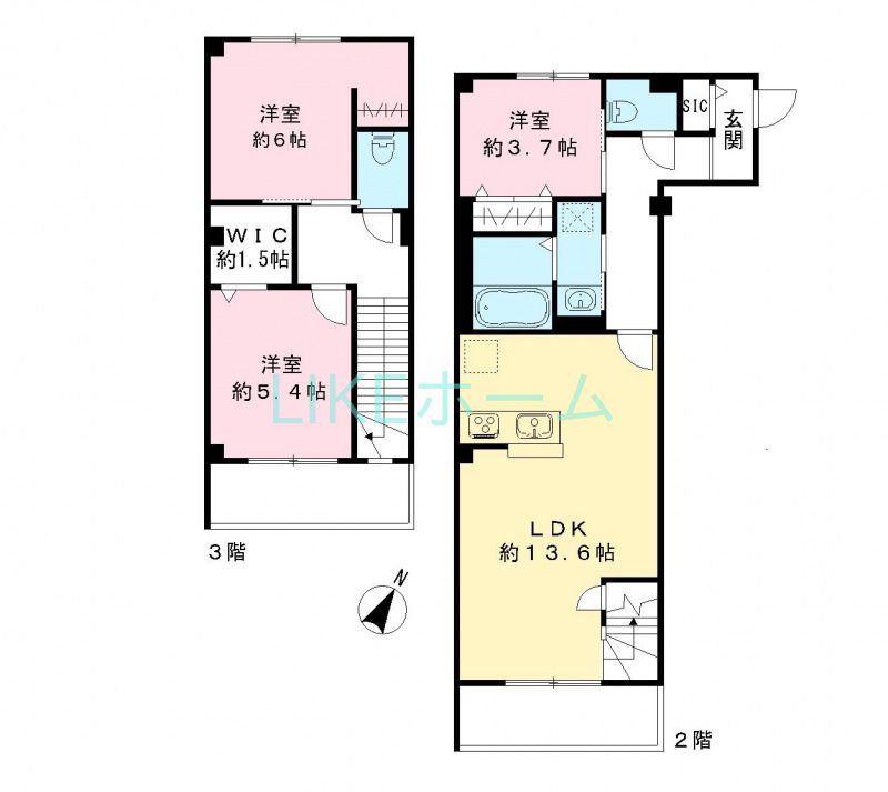 ピノシークル(3LDK/2階)の間取り写真