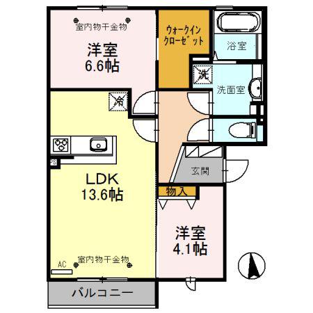 サンク・カルティエ(2LDK/3階)の間取り写真