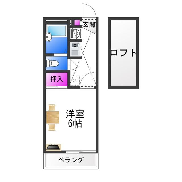 レオパレスシオン(1K/2階)の間取り写真