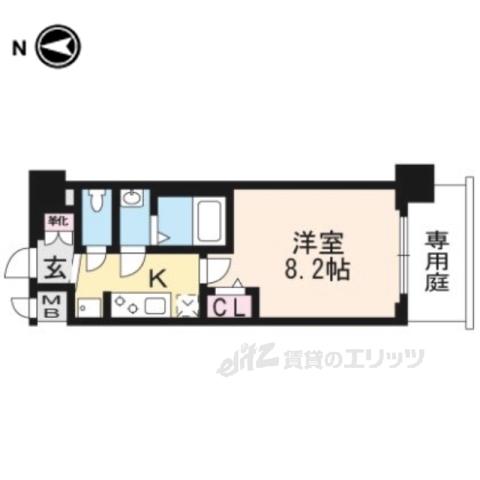 プレサンスTHE KYOTO 東福寺 イースト(1K/1階)の間取り写真