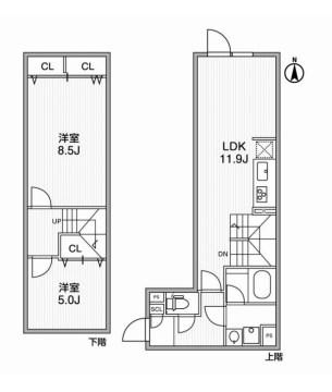 LEGALAND神楽坂(2LDK/1階)の間取り写真