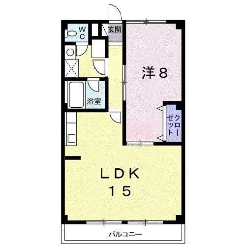 シティハイツ花崎(1LDK/2階)の間取り写真