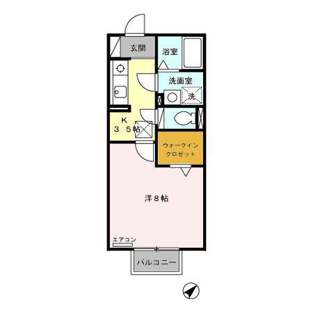 シャルム マノワール A(1K/1階)の間取り写真