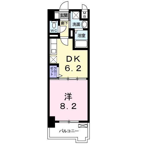 エヴァーグリーンO(1DK/2階)の間取り写真
