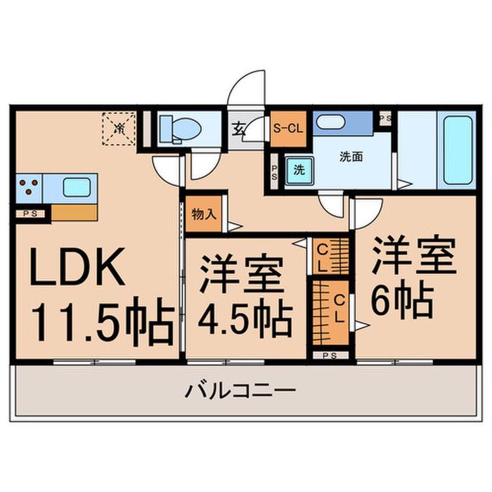 グランシャトー(2LDK/3階)の間取り写真