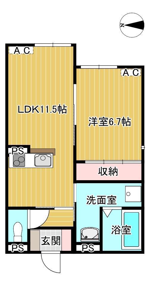 ユアメゾン岡本(1LDK/1階)の間取り写真