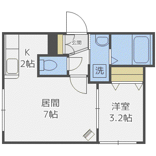 S&AII(1LDK/2階)の間取り写真