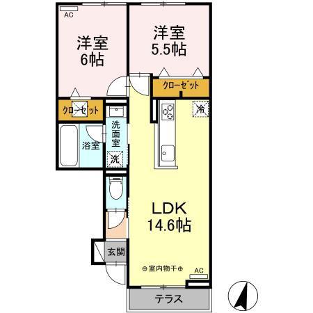 エクセレント・ドリーム(2LDK/1階)の間取り写真