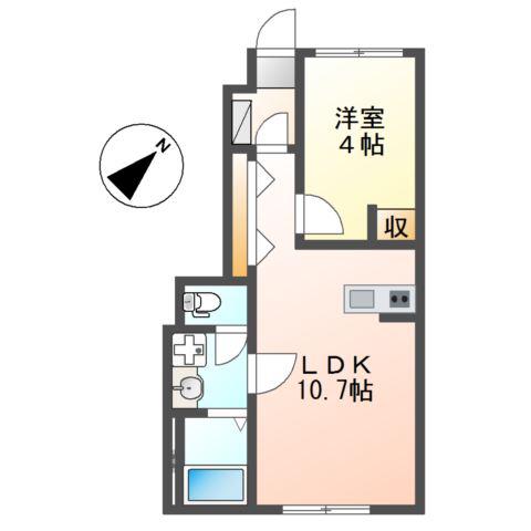 ベルメゾン矢取II(1LDK/1階)の間取り写真