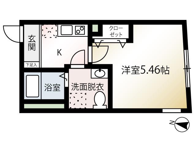 トリニティ世田谷(1K/1階)の間取り写真