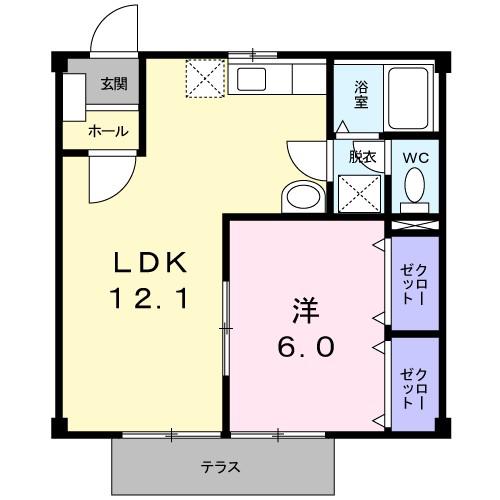 アビタシオンマユ(1LDK/1階)の間取り写真