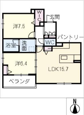 ベレオ平芝(2LDK/4階)の間取り写真