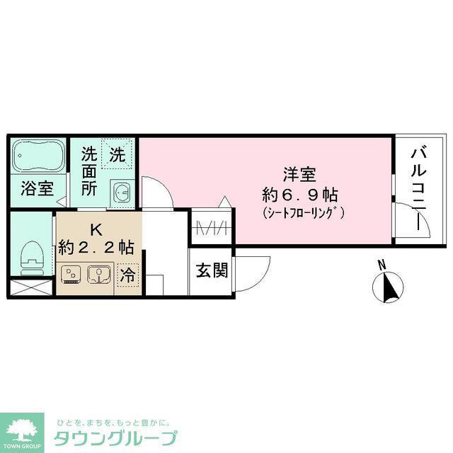 入間市下藤沢 AP(1K/3階)の間取り写真