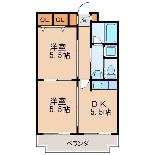 ランドハウスチクサステーション(2DK/6階)の間取り写真