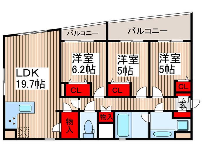 プレミスト松戸(3LDK/8階)の間取り写真