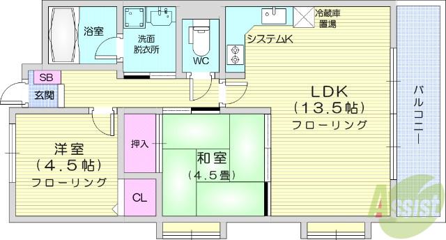 エルパーク浮島(2LDK/2階)の間取り写真