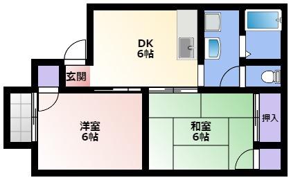 セジュール新橋I(2DK/2階)の間取り写真