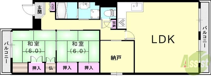ORIENTCITY池田(2SLDK/4階)の間取り写真