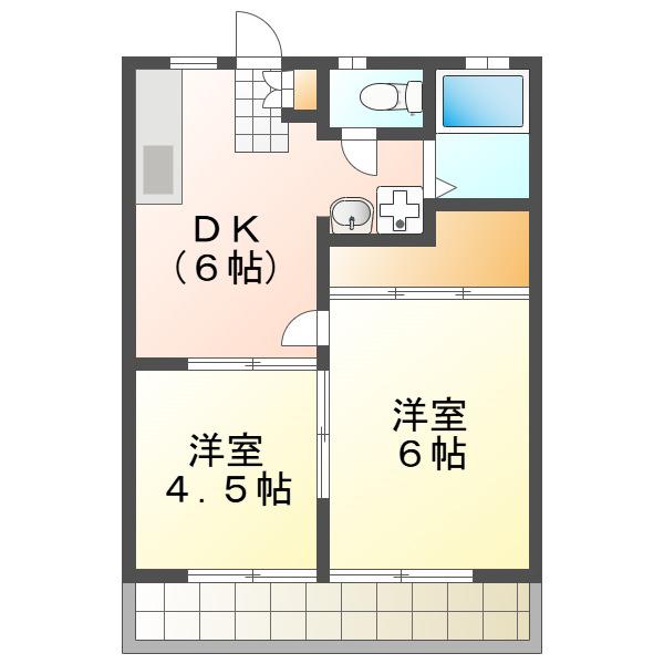 サンパーク青江B(2DK/2階)の間取り写真
