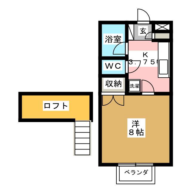 ファンタジーD棟(1K/1階)の間取り写真