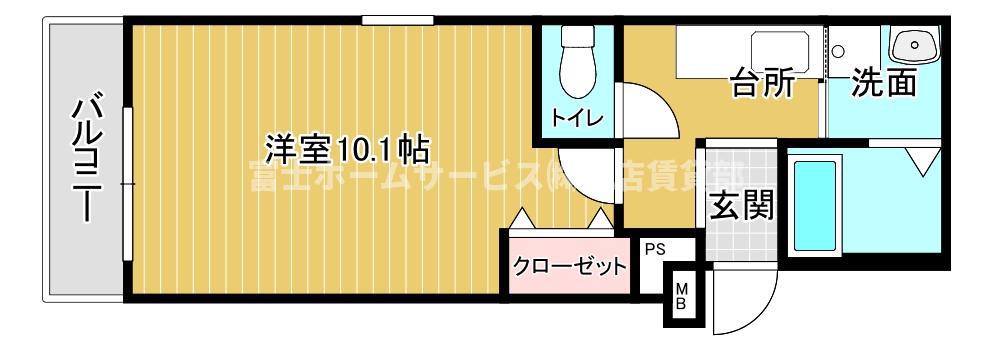 フジパレス山之内ノース(1K/3階)の間取り写真