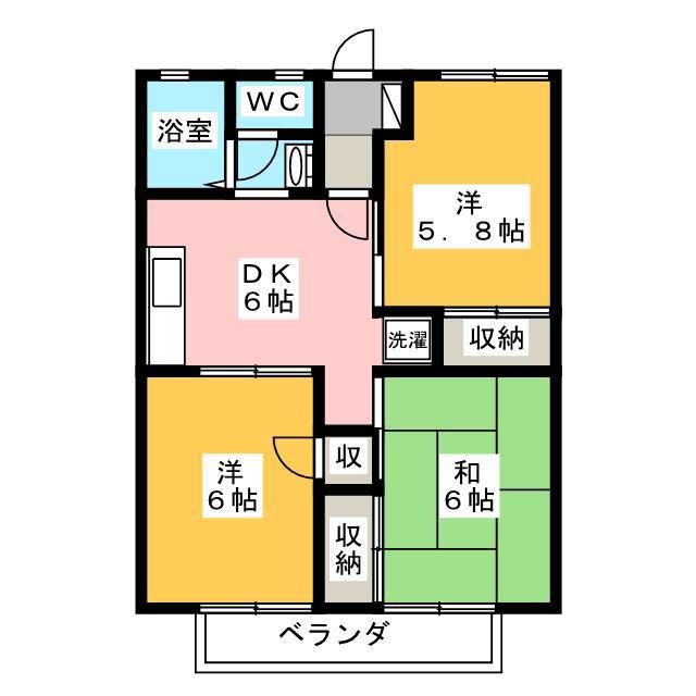 エスポワールA(3DK/1階)の間取り写真
