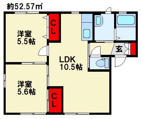 エスペランスONO(2LDK/1階)の間取り写真