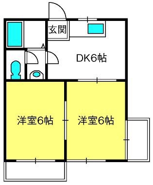カーサアザレア(2DK/2階)の間取り写真