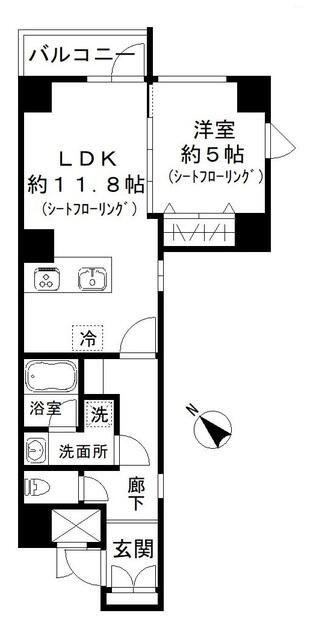 ファインクレスト巣鴨(1LDK/4階)の間取り写真