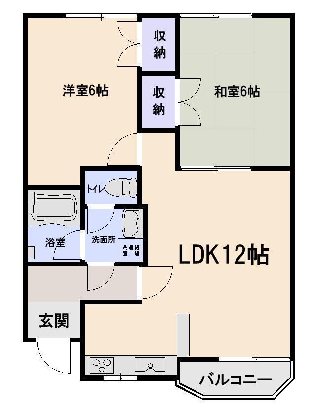 サンヒルズ藤 A(2LDK/2階)の間取り写真